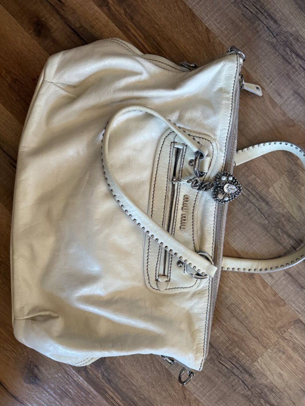 Miu Miu white lamb leather purse